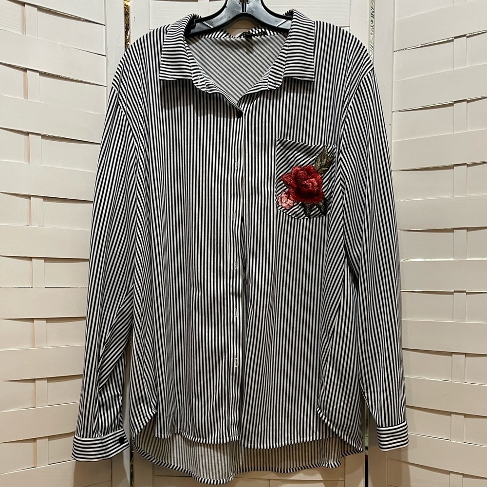 Always Indigo Striped Blouse